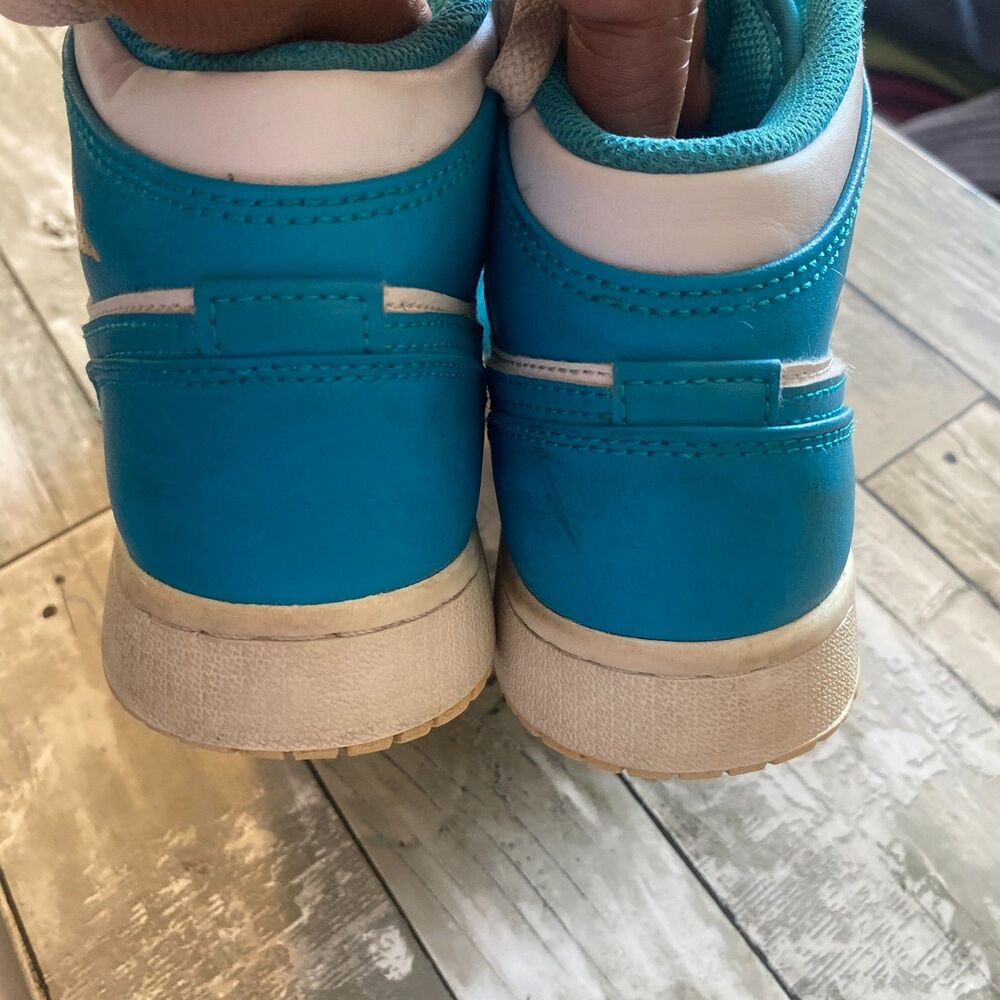 kids air jordan 1 high top teal blue sneakers 4y - Picture 5 of 6